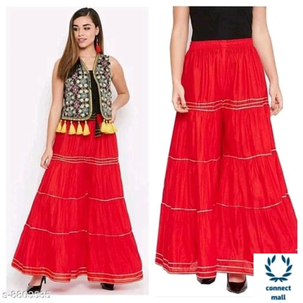 Jivika Refined Sharara - Free Size, Red, Rayon, Pack of :1